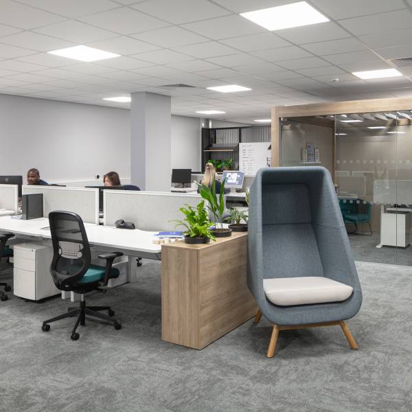 Connection Muse statement booth Rooms interior architecture and WorkWell task chairs