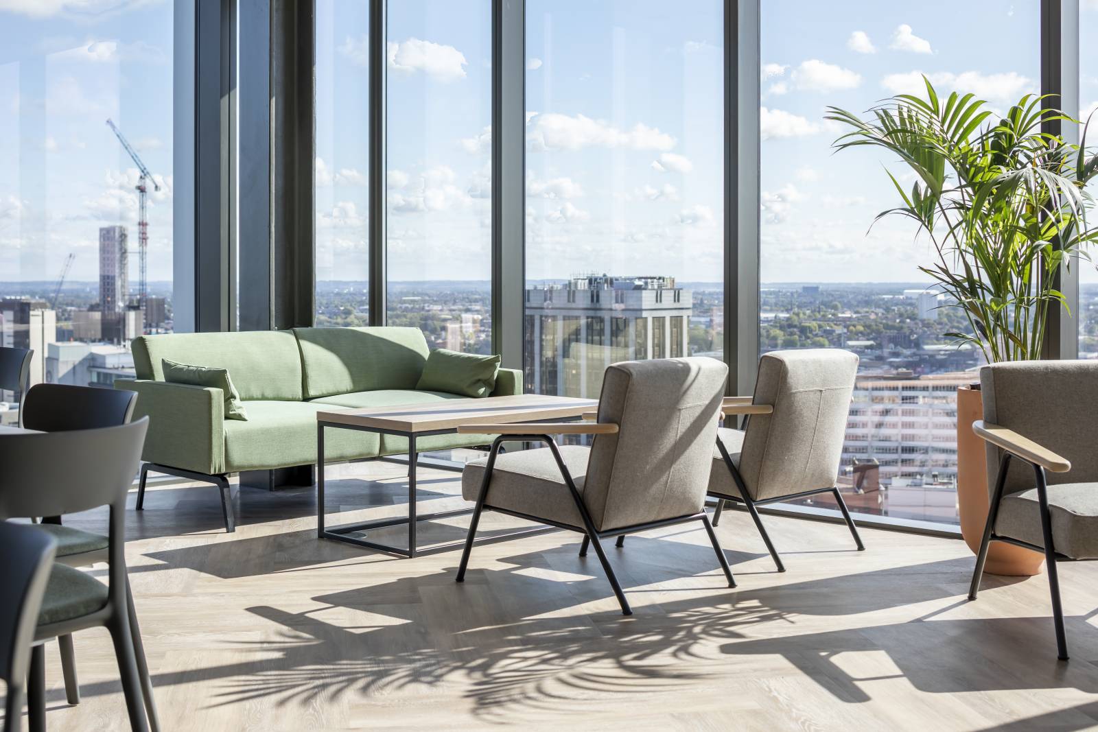 Connection Resimercial range Camden lounge chair Leo sofa and Forge table Arcadis Birmingham collaborative work spaces for employee wellbeing