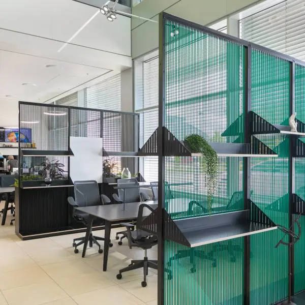 Connection Harp space divider and meeting room AstraZeneca Macclesfield case study