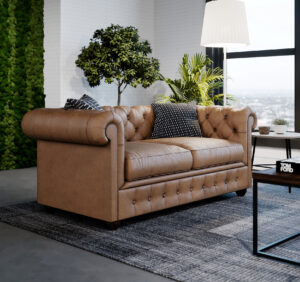 Tan leather Bloomsbury sofa