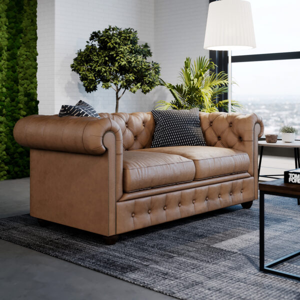 Tan leather Bloomsbury sofa