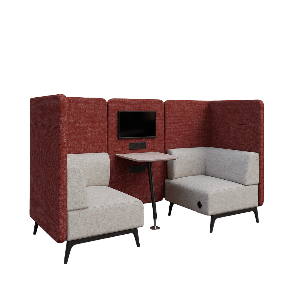 Curved high back open ended 2 seater booth