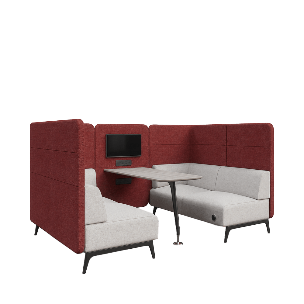 Curved high back open ended 4 seater booth